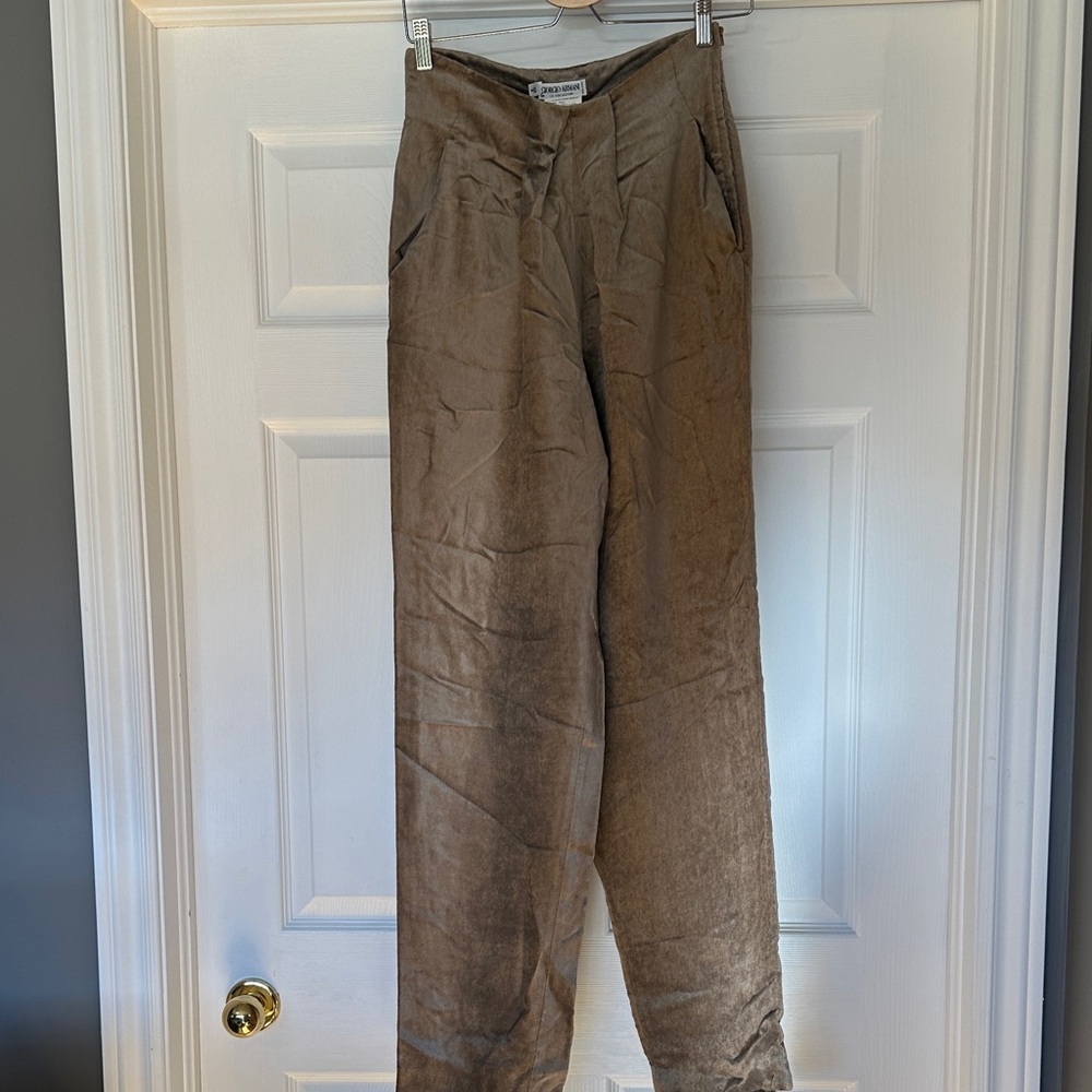 GIORGIO ARMANI Brown Velvet Trousers